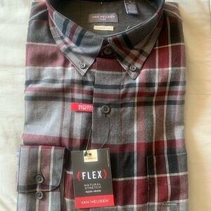 Van Heusen Red and Gray Casual Button Down Shirt